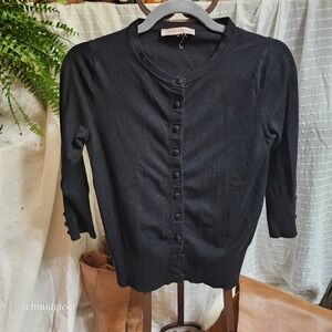 Philosophy Republic Clothing Black Button Front Cardigan 3/4 Sleeve Sweater S